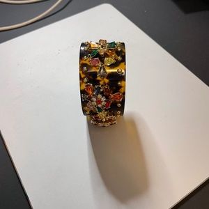 J crew Faux tortoise gem encrusted cuff bracelet